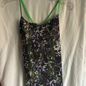 Lululemon Green Patterned Workout Tank with Built-in-Bra
